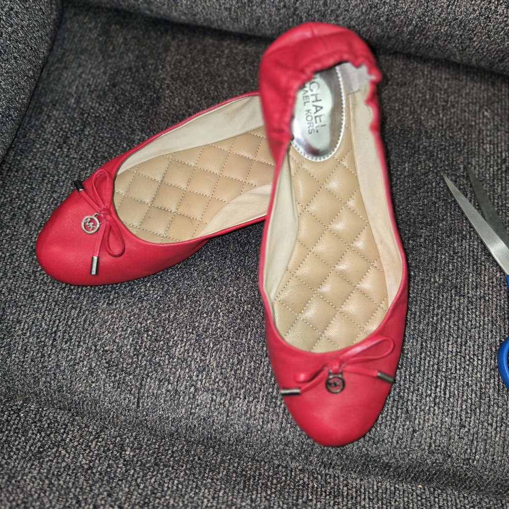 Michael Kors Red Quilted Ballet Flats - Women's